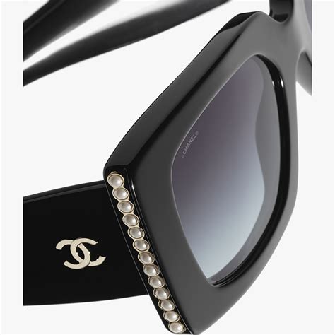 chanel black framed oversized sunglasses|Chanel sunglasses with clear sides.